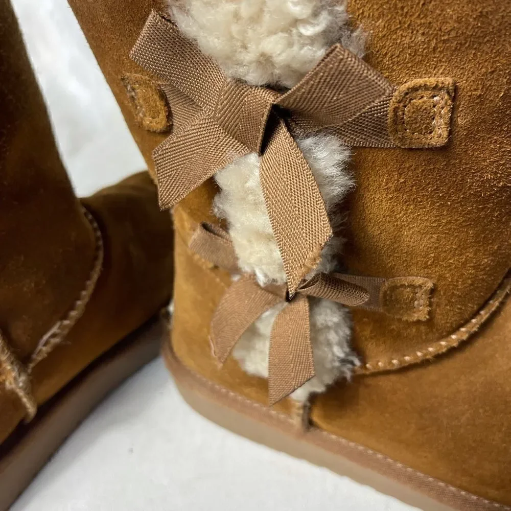 Kookaburra by UGG Victoria short tan boots embellished with bows size 9